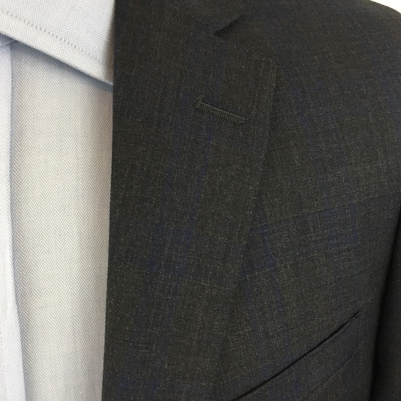 Tiglio mens suit 38s gray blue checks wool 2 piece nwt 2 button italy NWT ea0129 - Picture 2 of 8